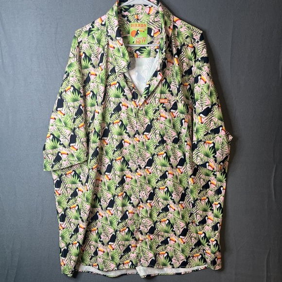 DIXXON FLANNEL CO TOUCAN DO IT SHORT SLEEVE BUTTON FRONT SHIRT Men Size 4XL PINK - Picture 1 of 8